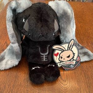 Anxiety Rabbit - Plushie Dreadfuls Black and Gray Stuffed Animal Rabbit 🖤🩶
